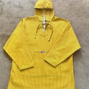 Pinstripe Twill Design Poncho Yellow / Black Medium Cross Colours NWT